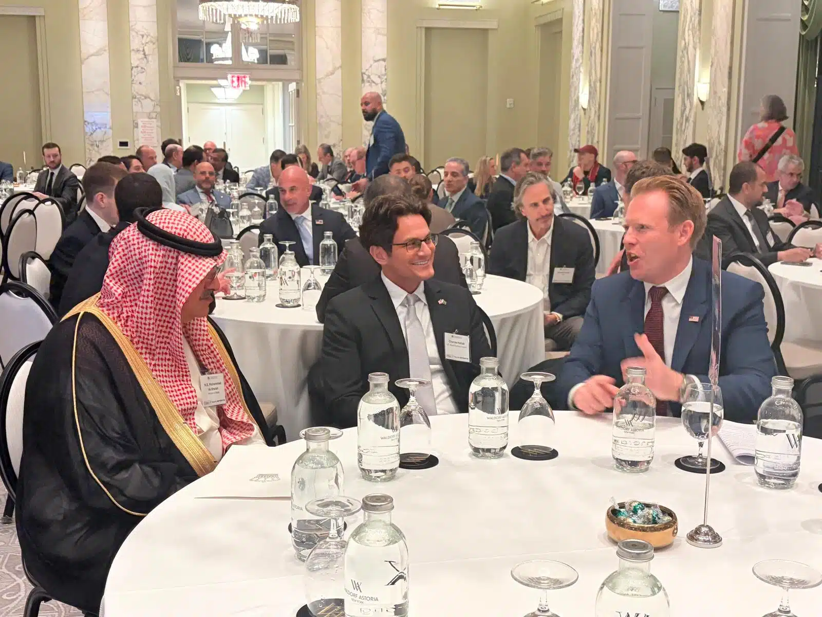 From left: H.E. Mohammed Al-Sheikh, Charles Hallab, and The Honorable Andrew Giuliani