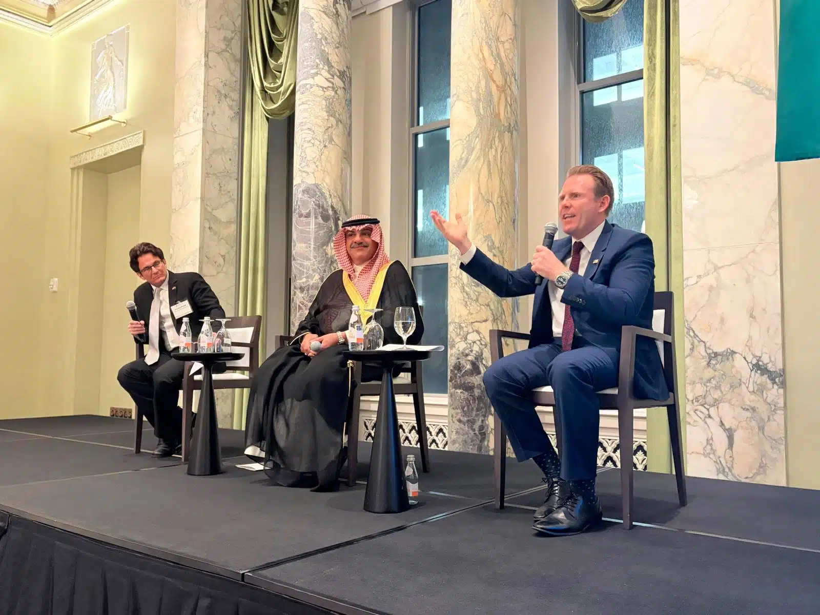 From left: Charles Hallab, H.E. Mohammed Al-Sheikh, and The Honorable Andrew Giuliani